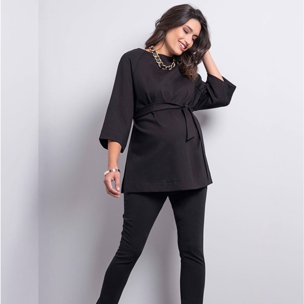 Seraphine Black Ponte Maternity Top